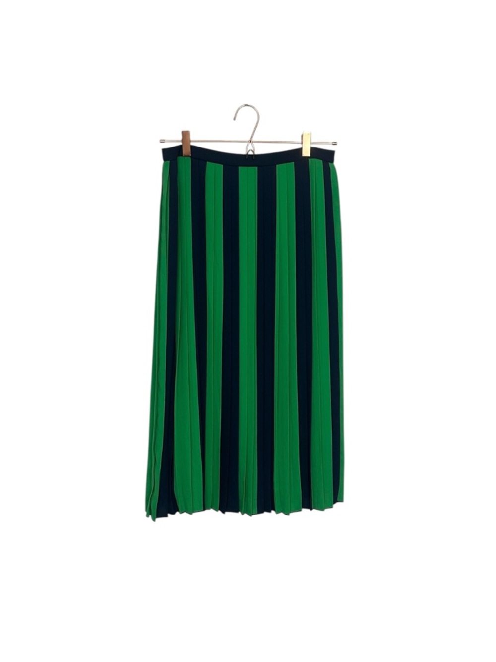 J. Crew Women’s pleated striped midi skirt blue and green size 6